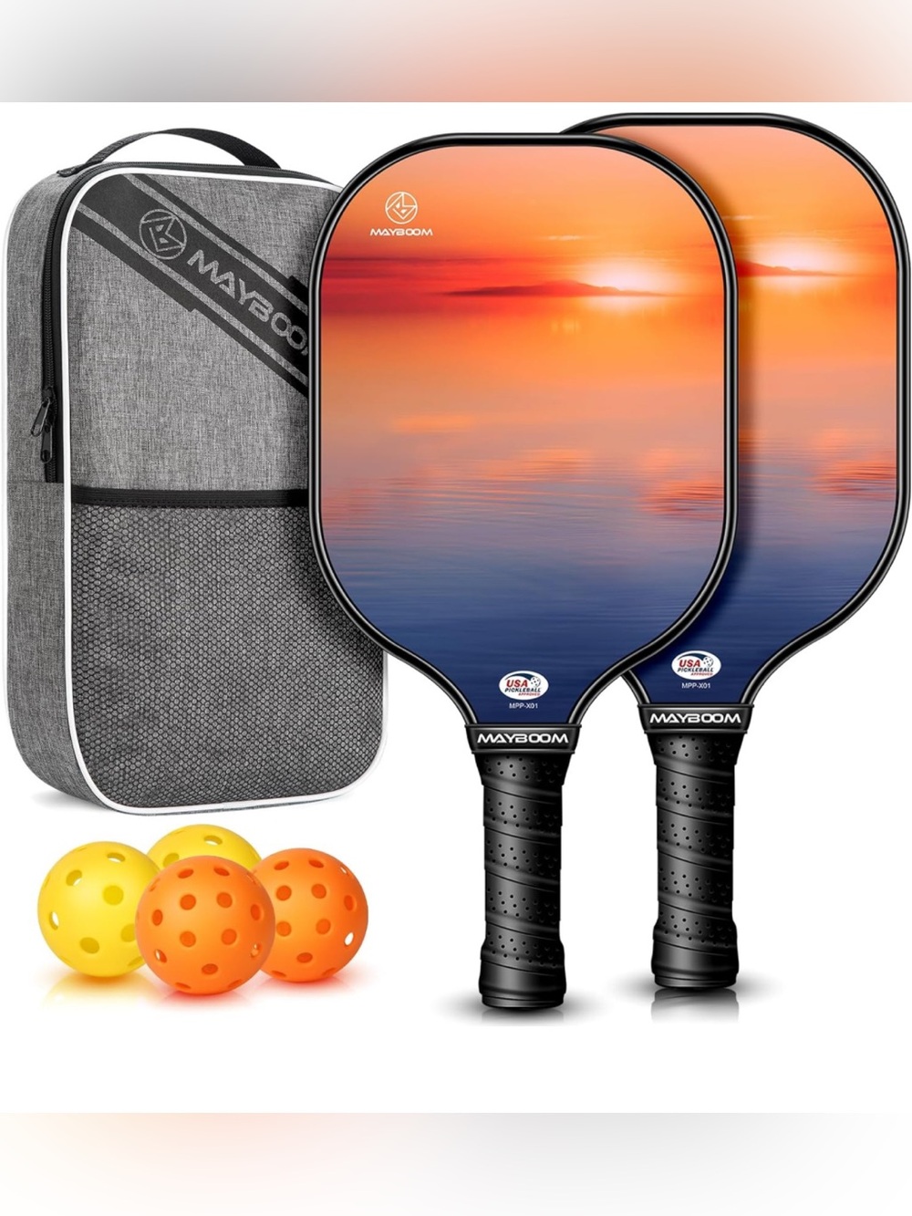 Pickleball Paddle Set USAPA Approved w/Balls Bag Fiberglass Rackets